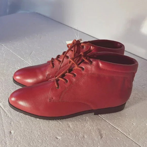 Red Leather Women's Boots - Picture 3 of 9